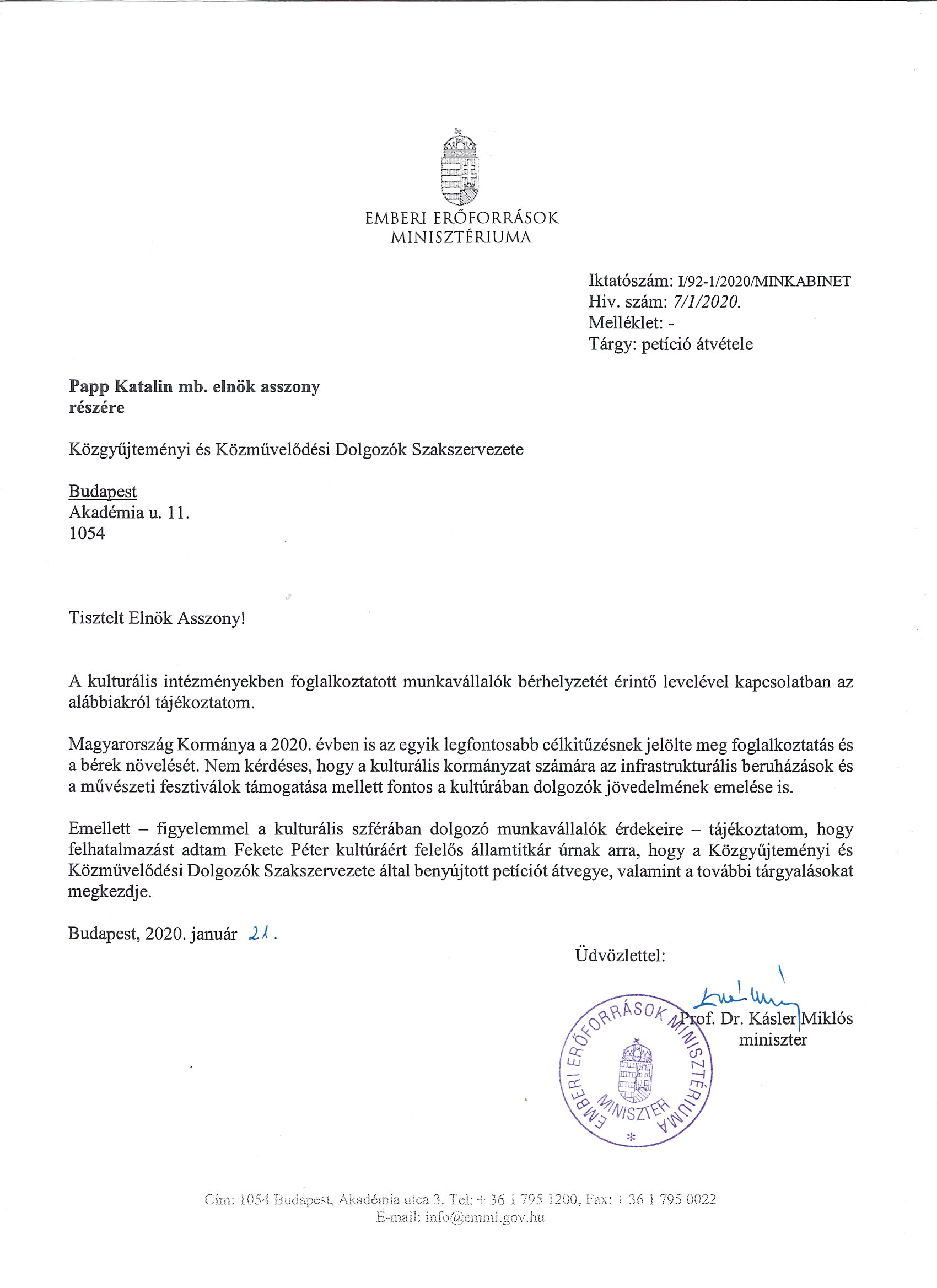 Petíció átvétele